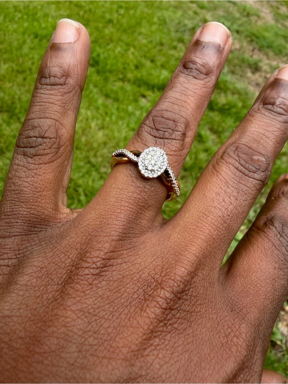 Two-Tone Gold Halo Ring with White Diamonds